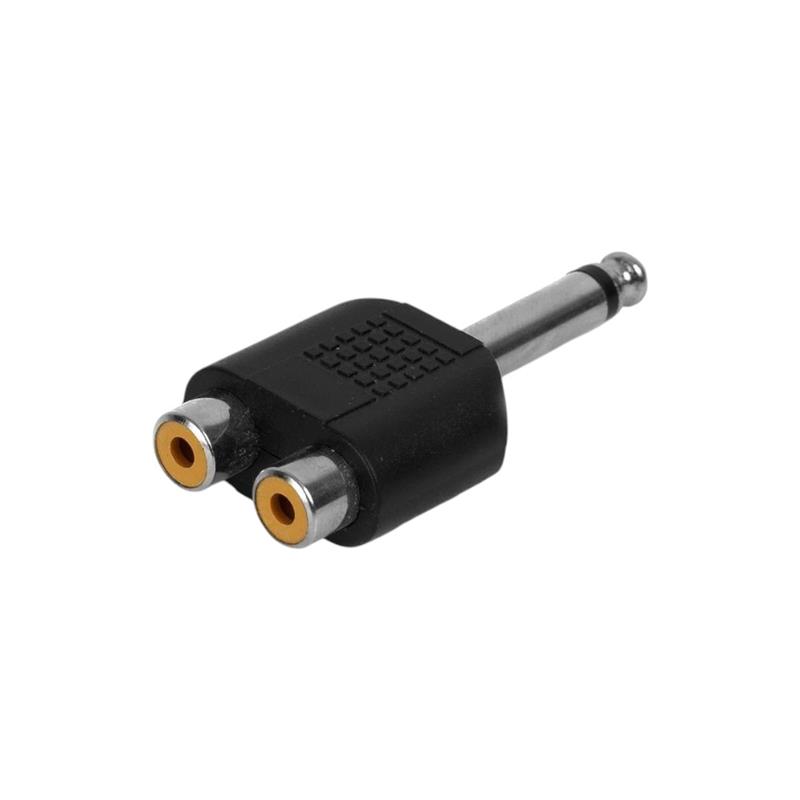 PLUG MONO 6.5 2 JACK RCA PLASTICO