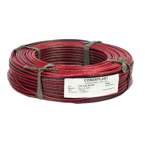 BOBINA DE 500M CABLE BAFLE 2X50 ROJO/NEGRO