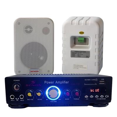 Combo de MINI AMPLIFICADOR CON USB + 1 JUEGO DE 2 PARLANTES SENON MR4W