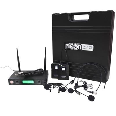 MICROFONO INALAMBRICO DOBLE  VINCHA/SOLAPA CON FRECUENCIA VARIABLE