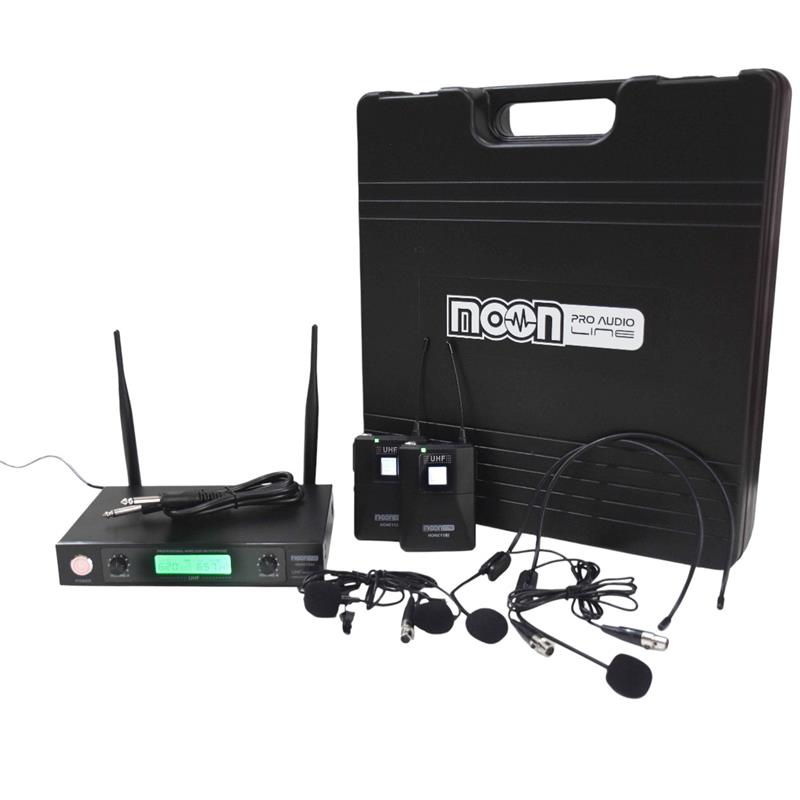 MICROFONO INALAMBRICO DOBLE  VINCHA/SOLAPA CON FRECUENCIA VARIABLE