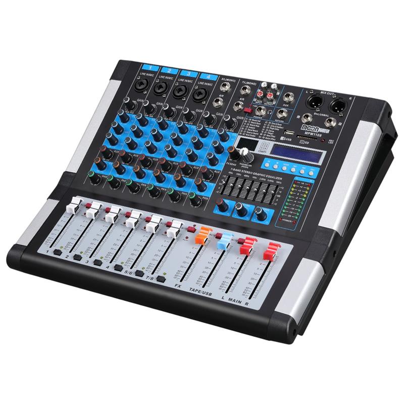 (*) CONSOLA MOON DE 8 CANALES (6 MN + 2 ST) 500w + 500w en 4 Ohms