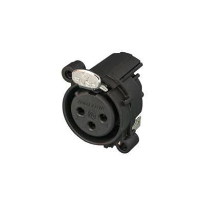 XLR-3 Cont Hembra. Plastico , PCB Horiz.  PCB abajo