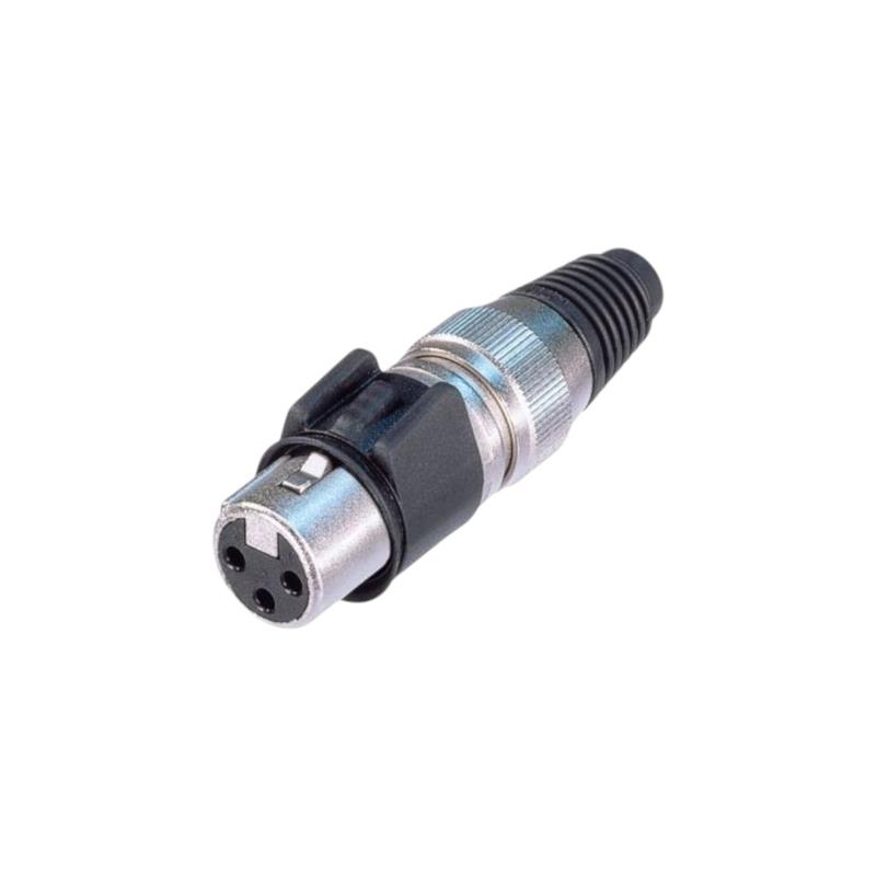 XLR-3 Cont. Hembra a cable (plateado p/soldar). Alta Resistencia