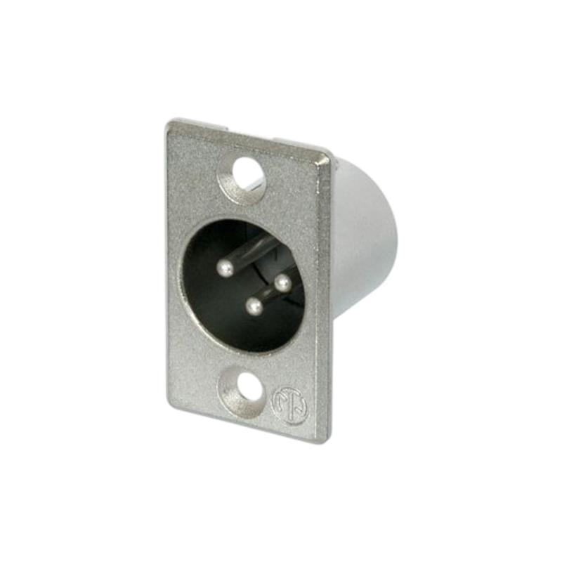 XLR-3 Cont. Macho a chasis (plateado p/soldar cable)