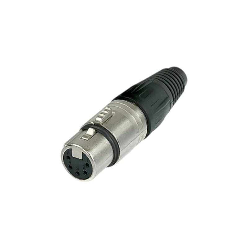 XLR-5 Cont. Hembra a cable (plateado p/soldar)