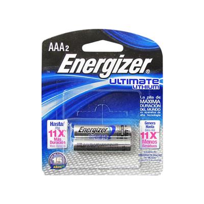 Blister de  2 Pilas Energizer AAA de LITIO ULTIMATE 92L
