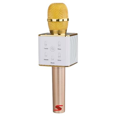 MICRÓFONO SENON Q7 CON BT- KARAOKE- PUERTO USB- BAT.Y ESTUCHE -DORADO