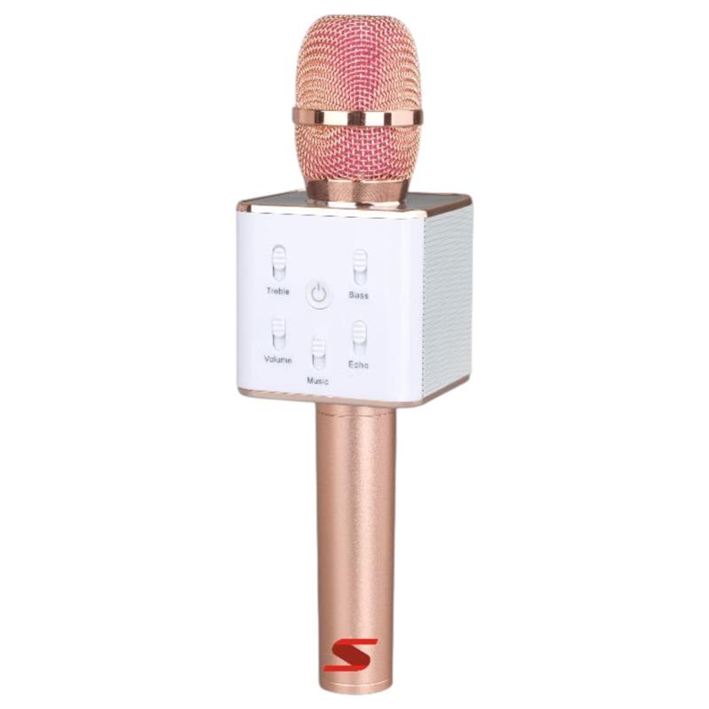 MICRÓFONO SENON Q7 CON BT - KARAOKE -PUERTO USB- BAT.Y ESTUCHE -ROSA