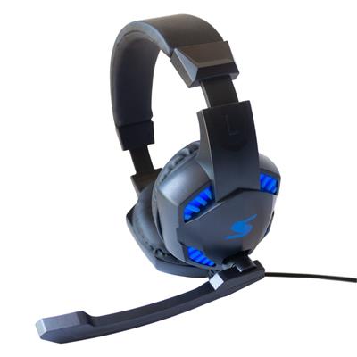 AURICULAR GAMING NEGRO Y AZUL CON LUZ LED