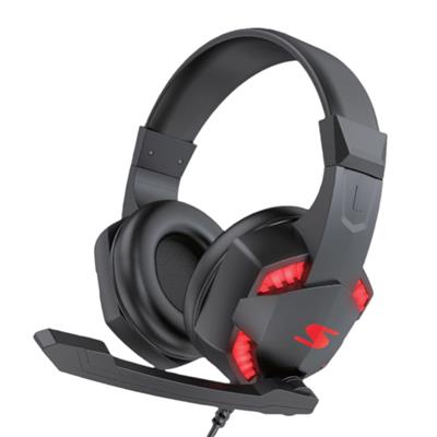 AURICULAR GAMING NEGRO Y ROJO  CON LUZ LED